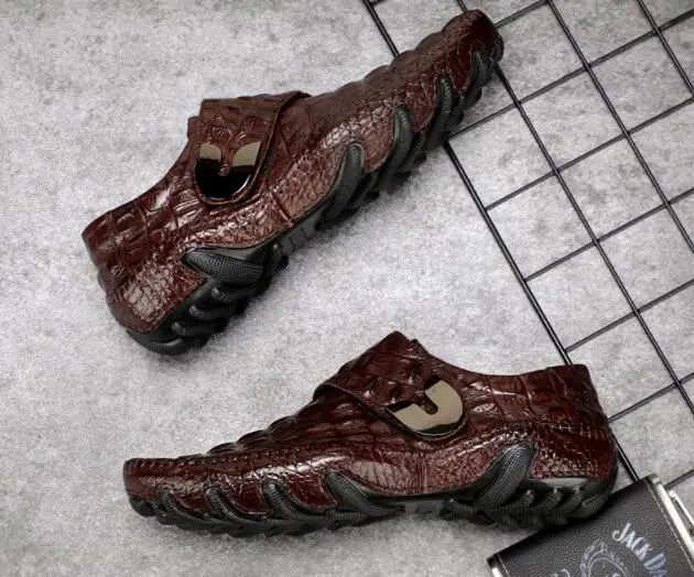 Модные мужские деловые модельные туфли с крокодиловой пряжкой туфли-оксфорды