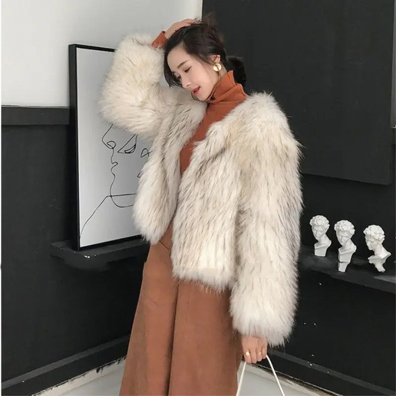 

New women's winter fashion leisure high-quality thick imitation fox fur coat women's warm coat fluffy faux fur coat