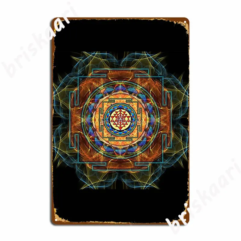 Шри-Янтра металлическая пластина с изображением священной геометрии, плакат, фреска, ретро стена пещеры, паб, жестяной знак.