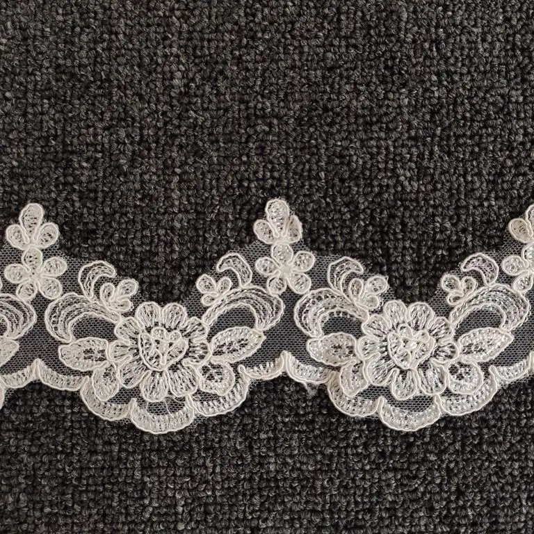 Кайма кружева/белая Цветочная кружевная отделка вышивка дизайн для фаты невесты