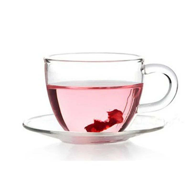 Стеклянная чашка маленькая чайная чайный набор кунг фу с тарелкой ручкой