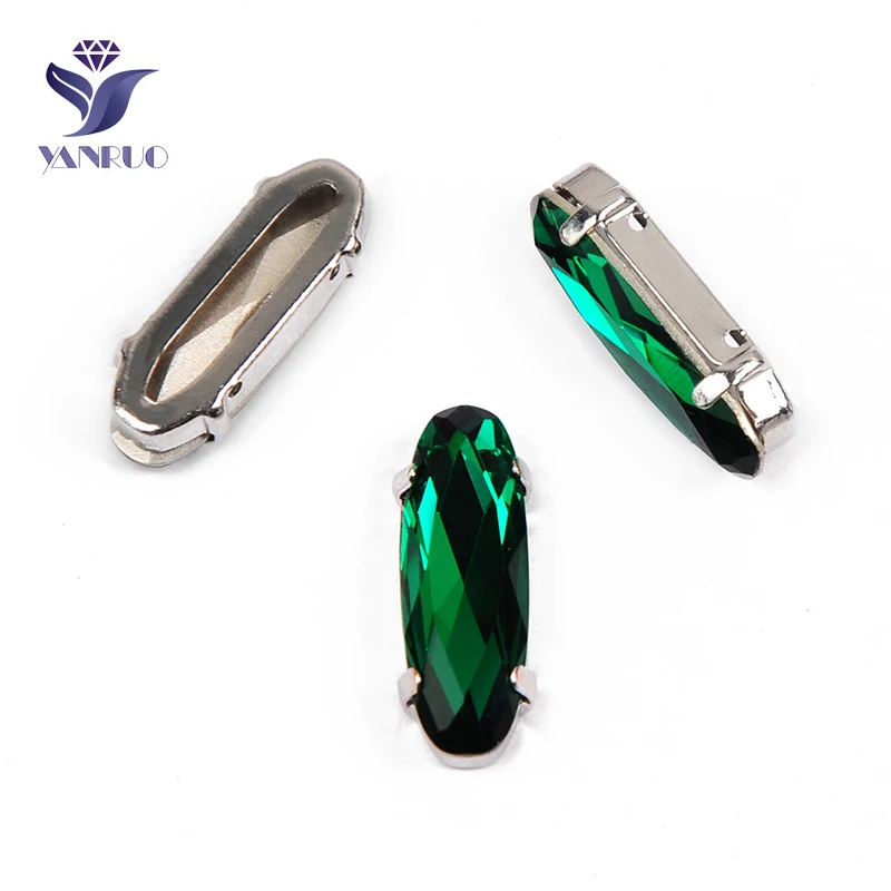 Emerald YANRUO 4161, удлиненные Стразы для багета, хрустальные причудливые камни с когтями, K9 точечные Стразы для рукоделия - Цвет: Emerald