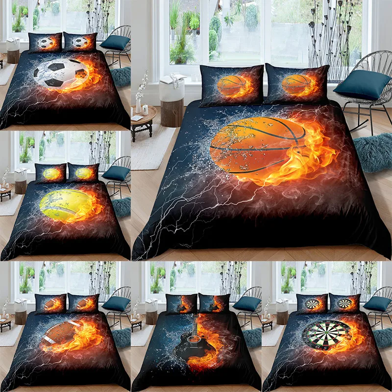 

Sport Bedding Set For Girl Kids Teenager Football Guitar Duvet Cover Sets Twin Full Queen King Size Bedclothes Drop Shipping