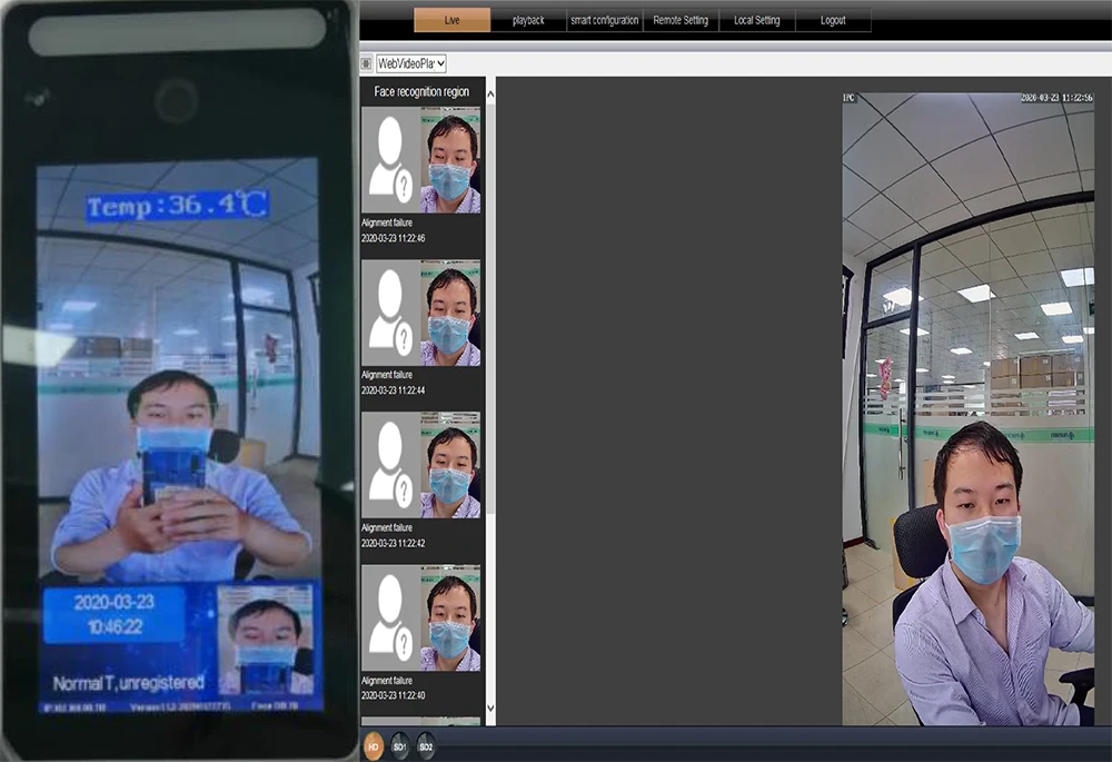 AI Thermal Camera Face Recognition Body Temperature Detect Monitoring Camera Voice Alarm Facial Access Control Time Attendance