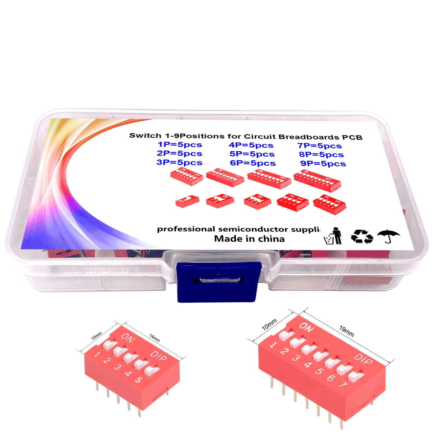 9 значений * 5 шт. = 45 набор коннекторов DIP Switch плоский циферблат 1-9 позиций 2 54 мм