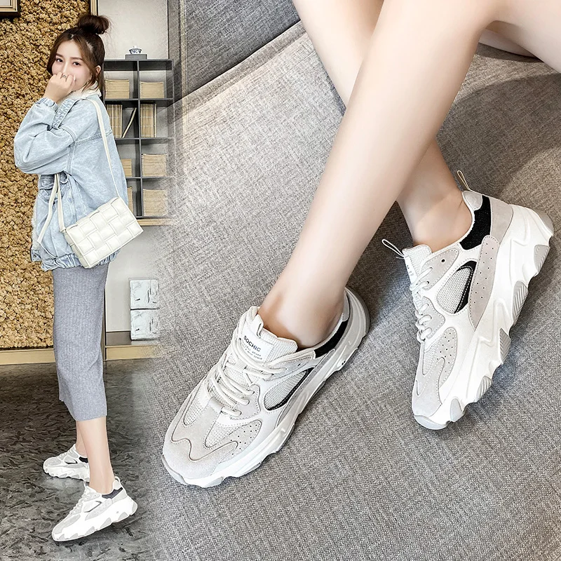 Популярные женские кроссовки 2020 Модные на массивной платформе белые спортивные