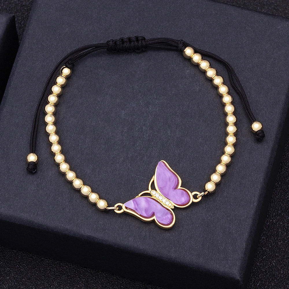 Лидер продаж браслеты с бусинами-шармами в богемном стиле фианитами 9 цветов