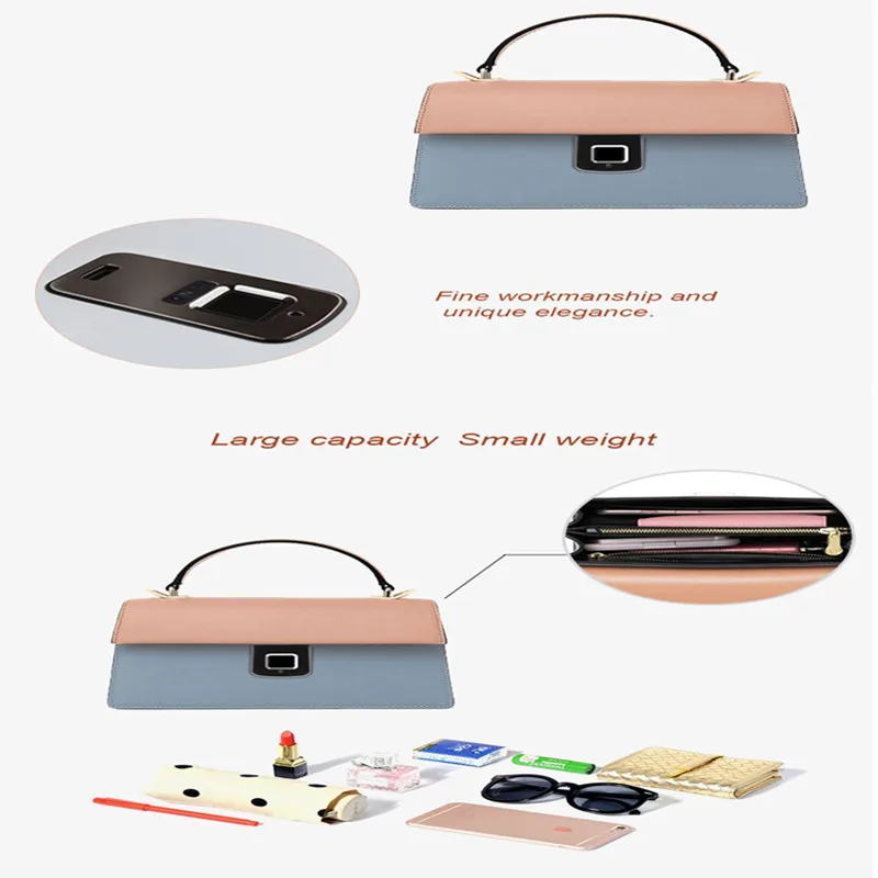 

Fipilock FL-V5 Lady Fingerprint Leather Handbag Smart Anti-theft Female Bag Casual Female Bag Shoulder Bag Lady Large Bolsos