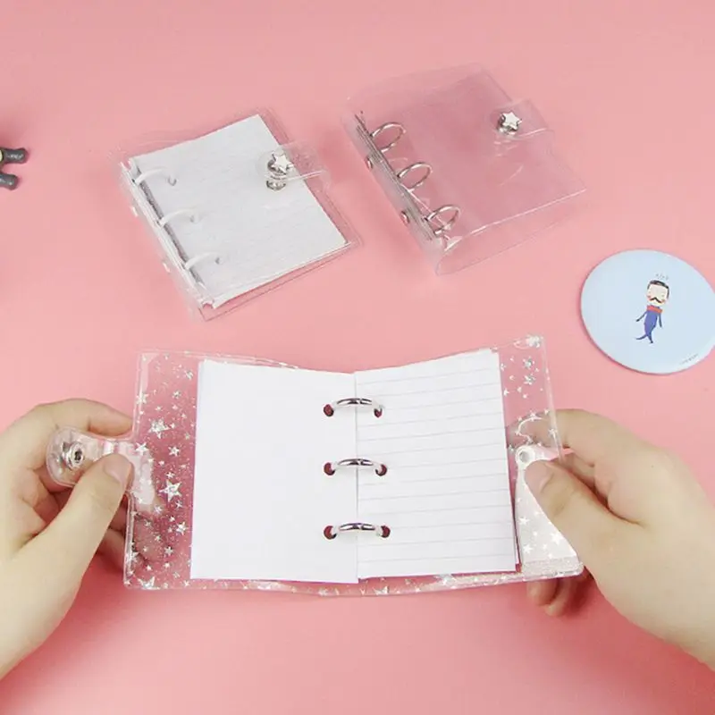 Transparent 3 Hole Mini PVC Loose Leaf Notebook Notepad Sheet Shell Folder Cover | Канцтовары для офиса и дома