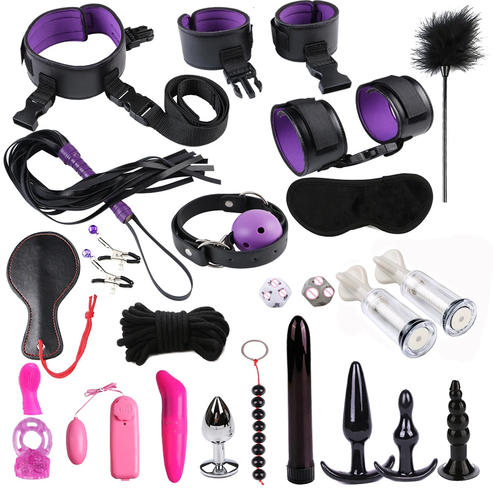 24 шт./компл. эротический комплект взрослые игры Реквизит кожа секс наручники БДСМ