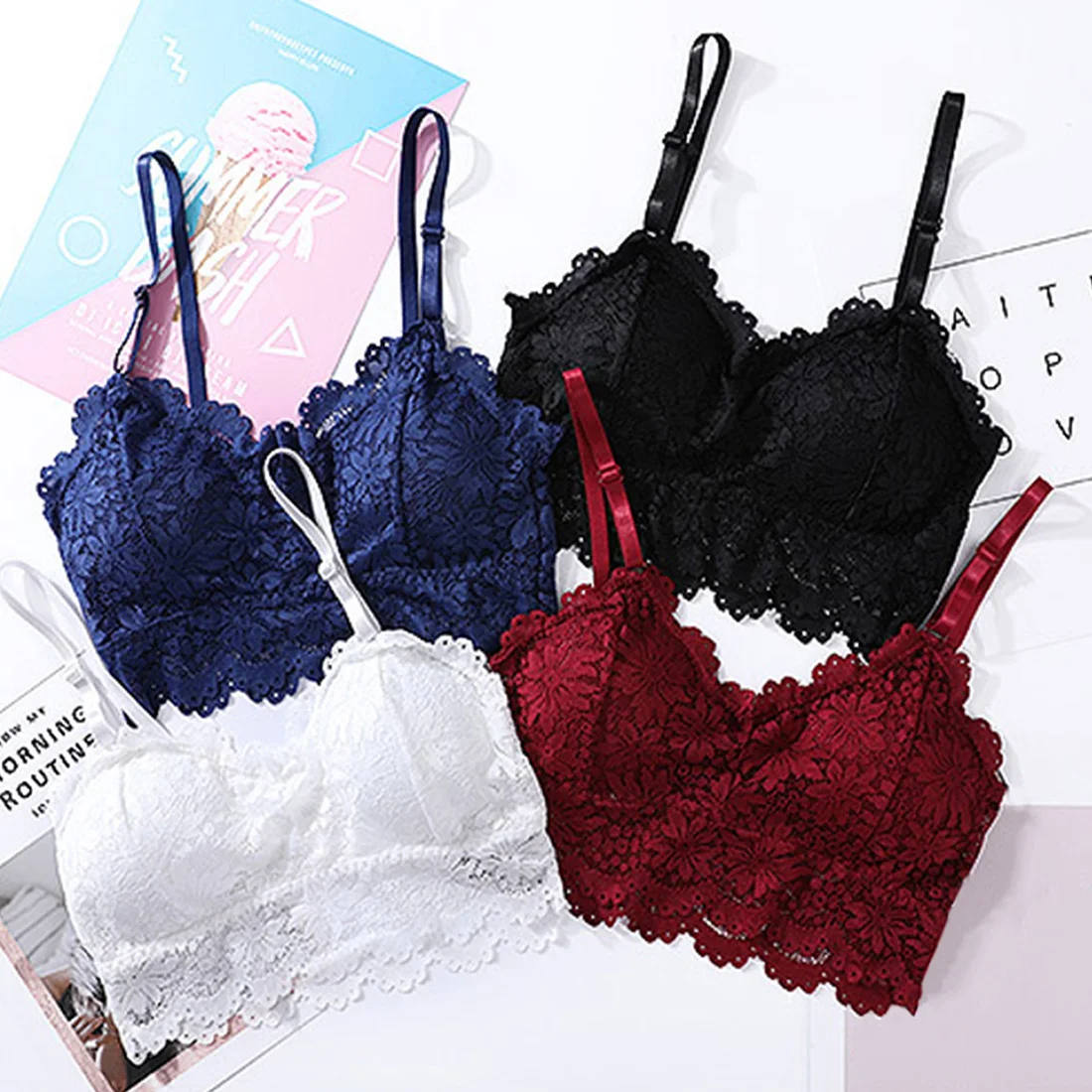 Женское нижнее белье с подбивкой и регулируемым ремешком простая повседневная