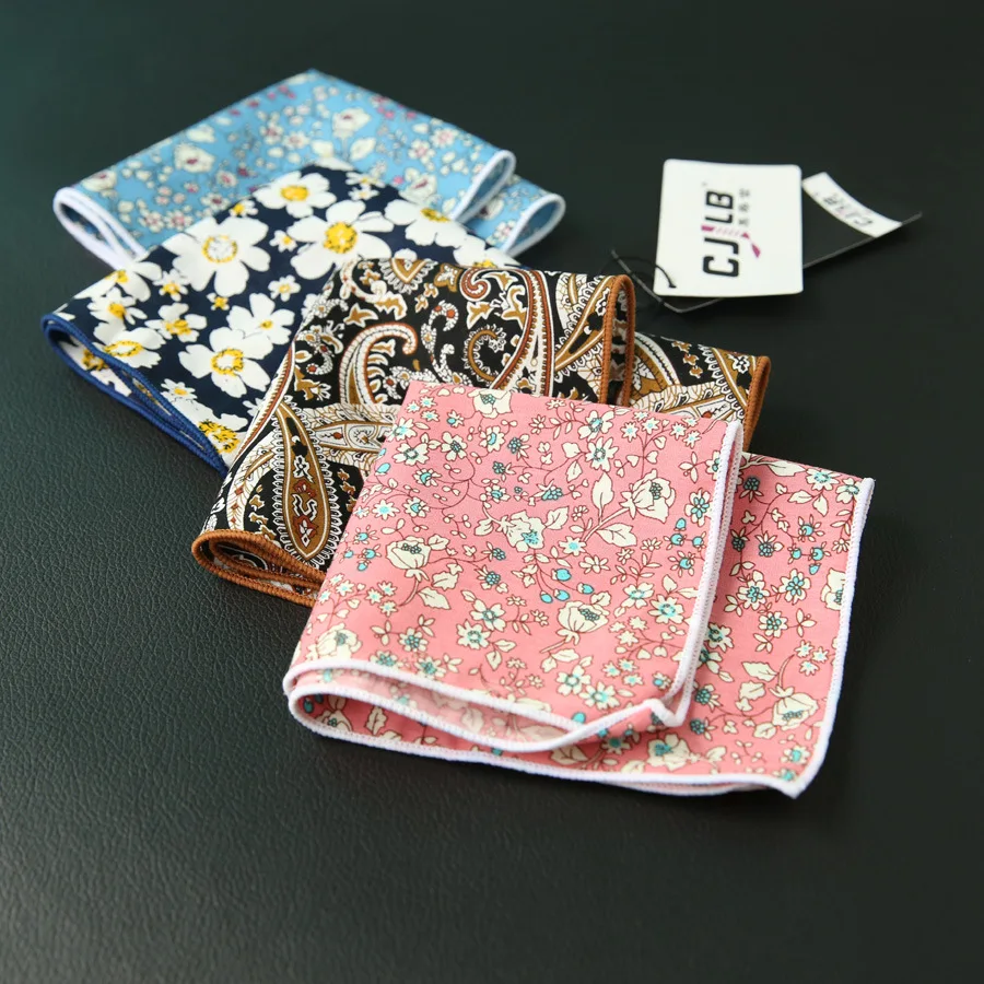 Linbaiway Mens Suits Hankerchief Floral Printed Scarves Women Cotton Hankies Men's Pocket Square Hanky Towels Custom LOGO | Аксессуары