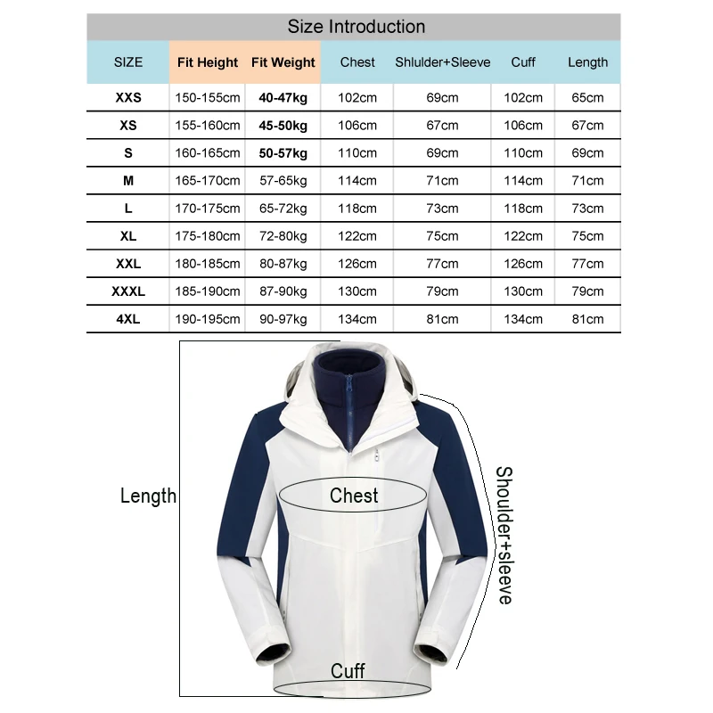 

TRVLWEGO Skiing Jacket Men Women Waterproof Fleece Snow Skating Thermal Coat For Outdoor Trekking Hiking Camping Mountaineering