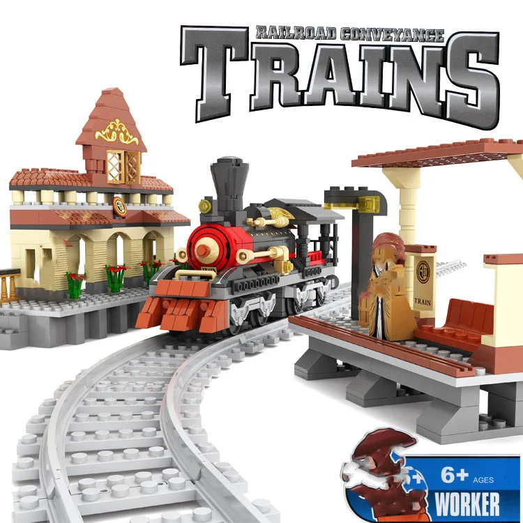 

AUSINI 25811 Train Station Building Blocks 462pcs Particles Bricks educational toys For Children Christmas birthday Gifts