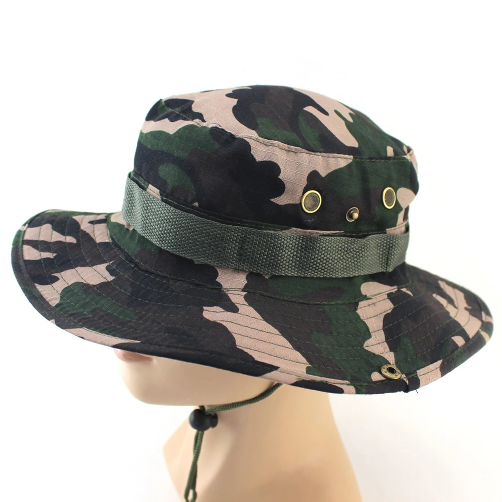 

Unisex Bucket Boonie Hat With String Camouflage Nepalese Cap Fisherman Hat Military Camouflage Jungle Hat