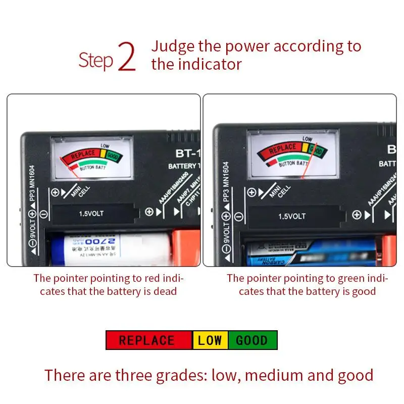 Универсальный Тестер аккумулятора 1 5 в тестер напряжения с кнопками