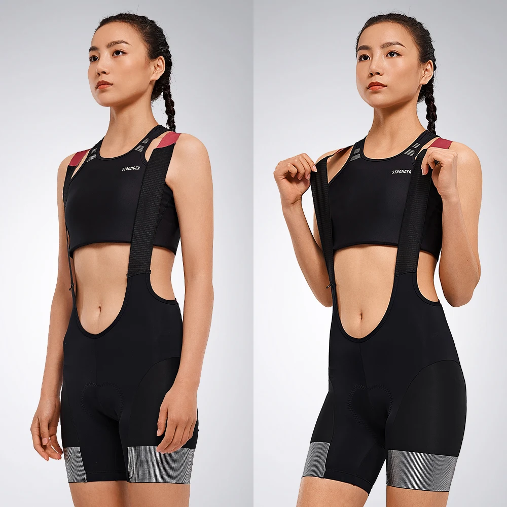 Santic Women MTB Road High Density Pad Cycling Bib Shorts Straps Shockproof Pro Gel 4D Padding 1/2 Pants Clothing | Спорт и