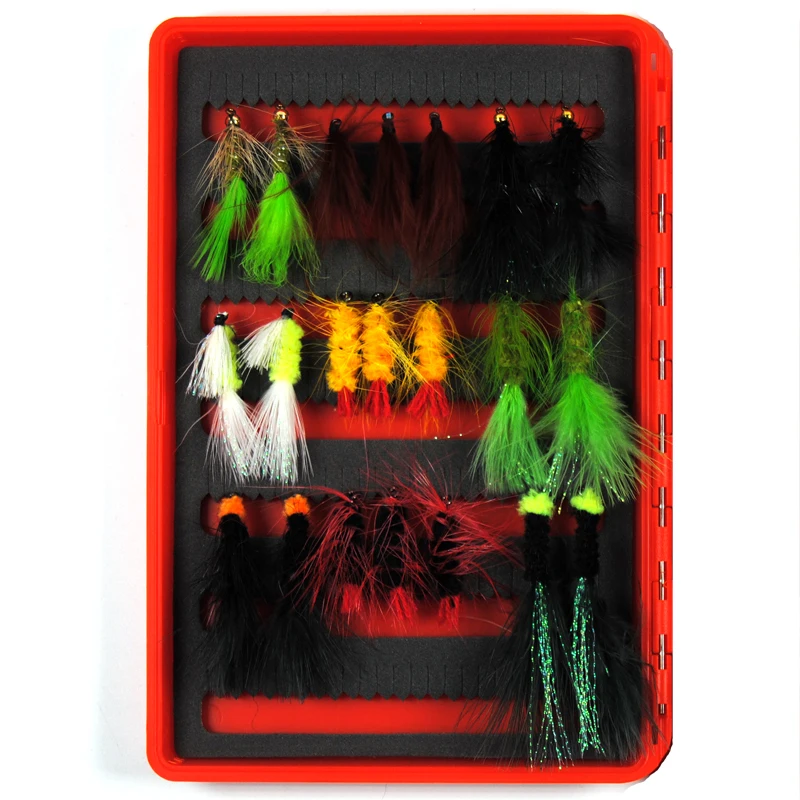Bimoo 45 шт. стример Wolly Bugger мухи для ловли нахлыстом с коробкой набор рыбалки