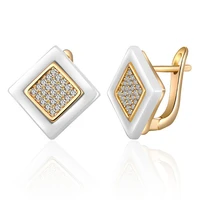 trendy square white black ceramic stud earrings gold silver color zirconia small earrings for women romantic jewelry girls gifts