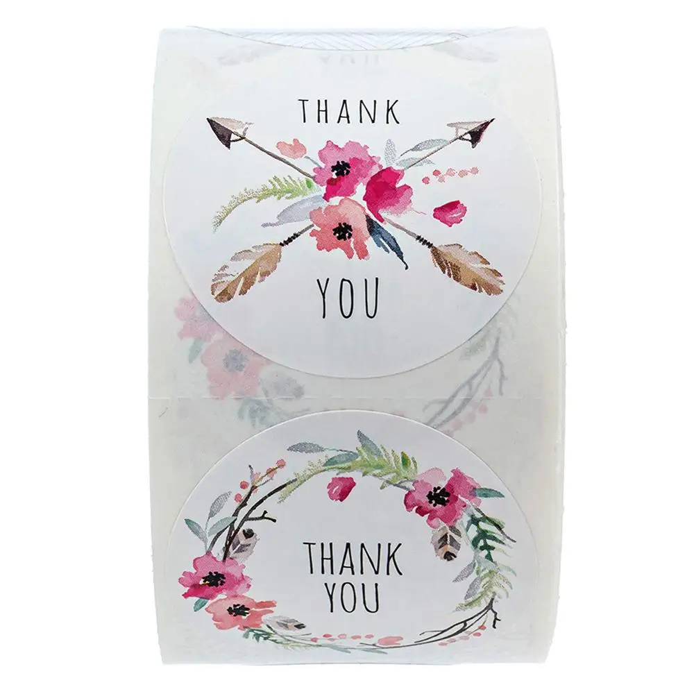 

500 PCS /Roll Thank You Sticker Wedding Stickers DIY Handmade Adhesive Seal 6 Different Gift Bag Label Letter Stickers 15