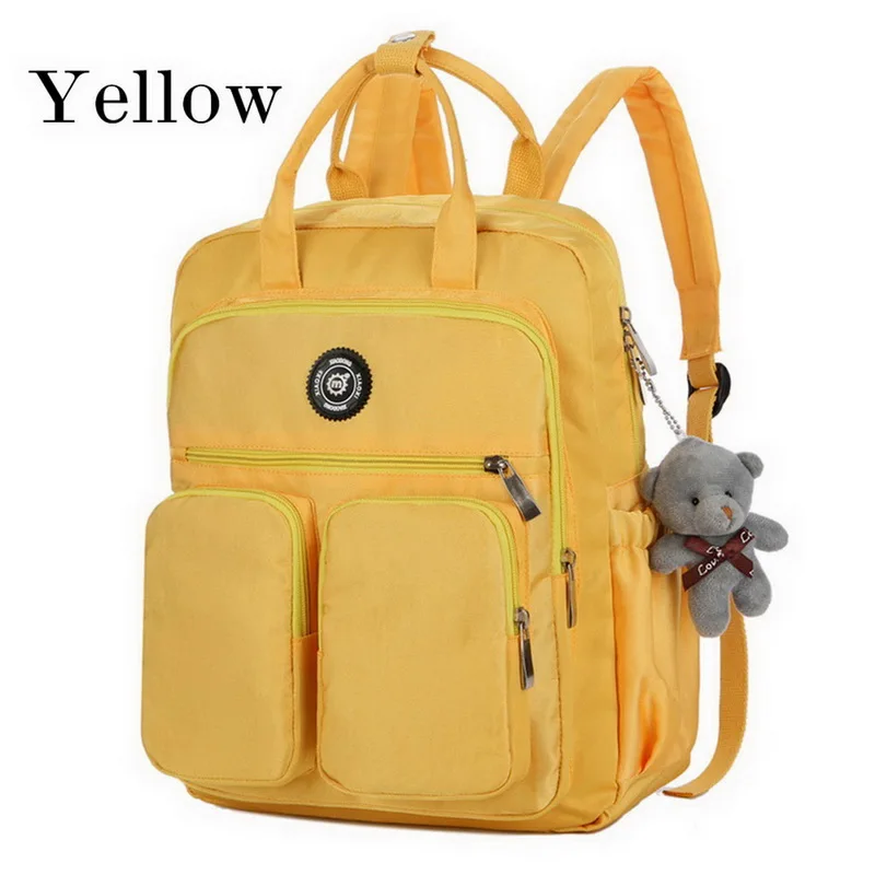 yellow1 Модный женский рюкзак, водонепроницаемый, нейлон, мягкая ручка, Одноцветный, много карманов, для путешествий, на молнии, Mochila Feminina, Sac A Dos, школьные сумки - Цвет: yellow1