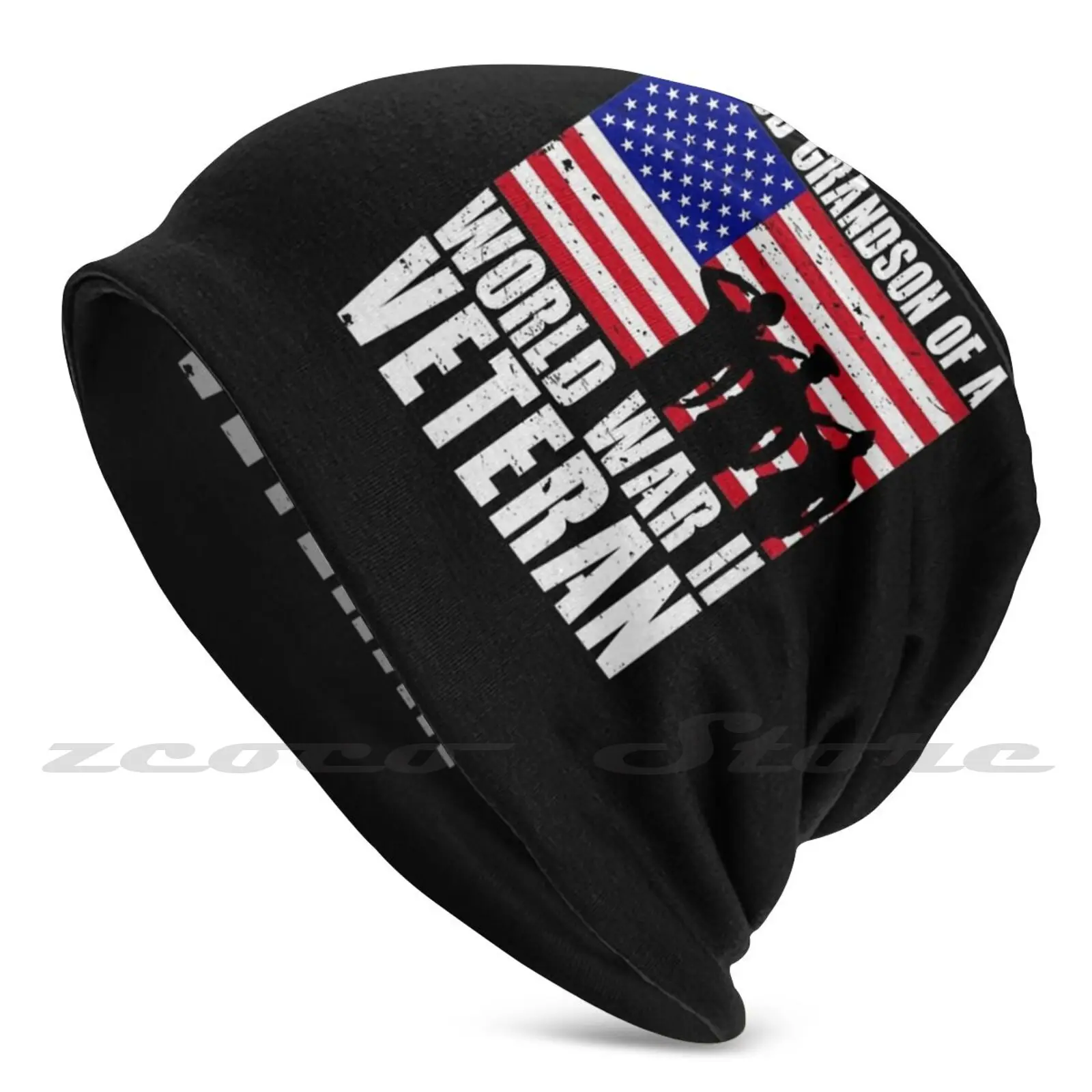 

Proud Grandson Of A World War Ii Veteran Veterans Grandson Shirt Veteran Family Knit Hat Hedging Cap Soft Elasticity Outdoor