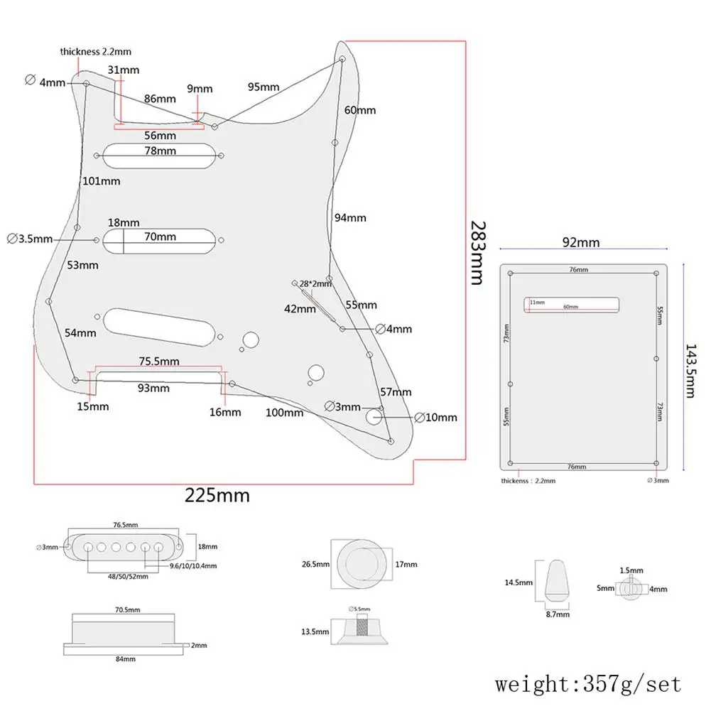 Загружен Pickguard набор SSS с Sixties баланс Гаусс пикап электрическая гитара