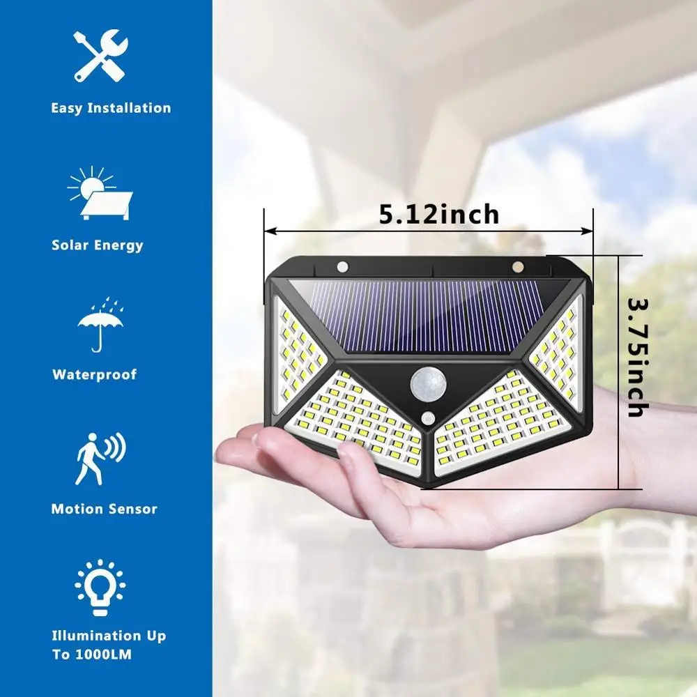 SUPLO солнечный светильник 100 светодиодов Солнечная лампа PIR датчик движения