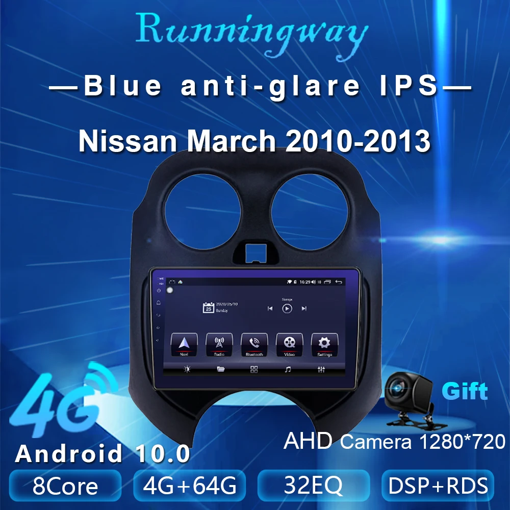 Runningway Android 10 0 5G автомобильный DVD для Nissan March K13 2010 2013 4G + 64G Автомобильный Радио