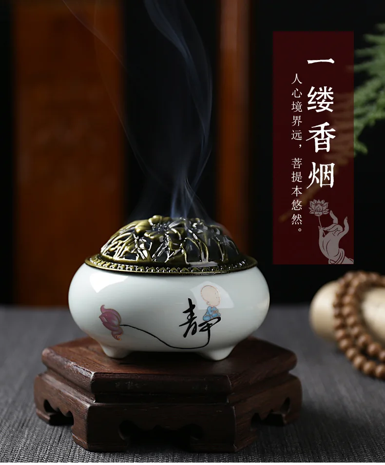 Magpie Lotus Свежий и элегантный расписанный вручную поднос для благовоний, сандаловая печь, керамический поднос для комаров Алоэ для отпугивания комаров - Цвет: Magpie Lotus