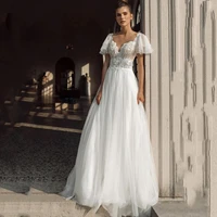 hammah graceful soft tulle appliqued a line long bridal wedding gowns see through formal occasion high quality new