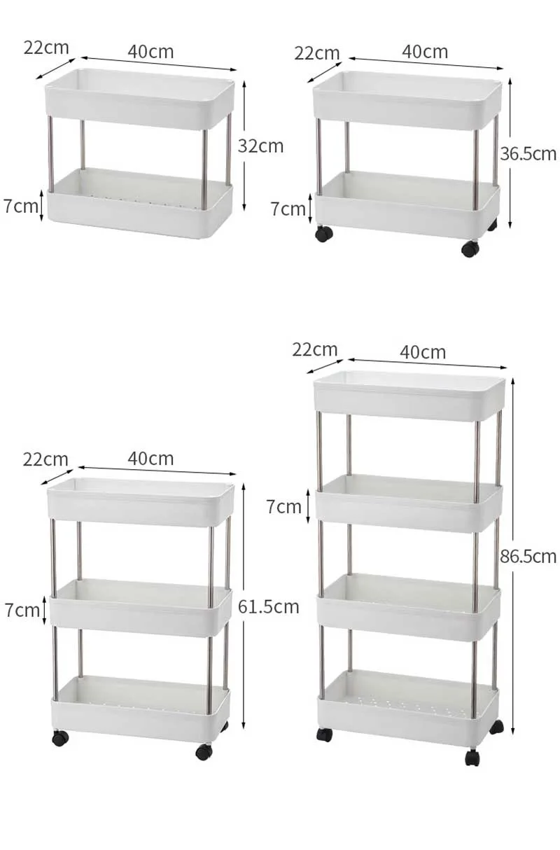 

Kitchen Bathroom Trolley Floor Shelf Multi-Layer Removable Storage Rack Space Saving Mobile Storage Rack Organizer with Wheels