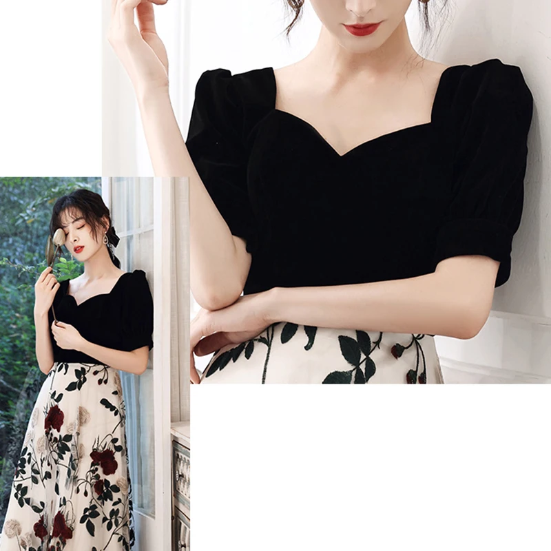 

Long Evening Dresses Floor-length Formal Prom Party Gowns Short Sleeves Evening Dress