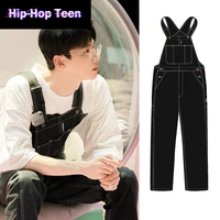 hop hip teen jeans overalls for men japanese fashion streetwear mens denim bib pants full straight casual korean clothes 5xl