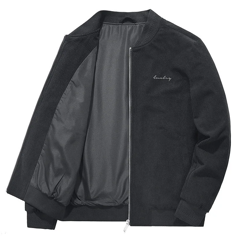 

2021 New Spring Autumn Corduroy Jacket Men Stand Collar Baseball Jacket Jaqueta Masculina Solid Color Coat Men Large Size M-4XL