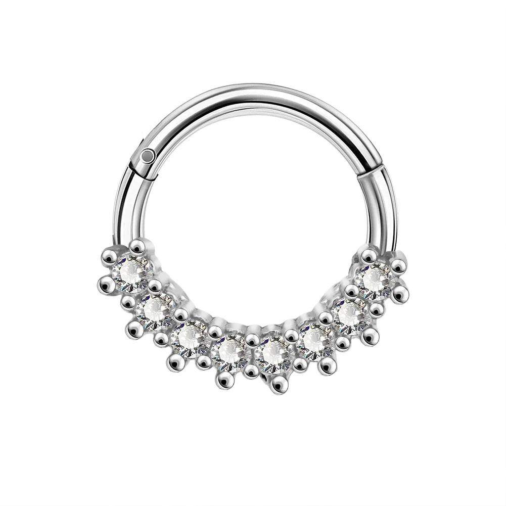 Серьги-кольца 16 г Daith с прозрачными фианитами серьги-спирали обруч для ушной хрящ