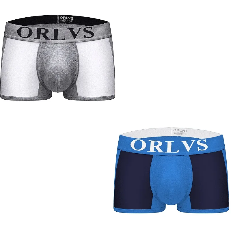 

2pcs Men's underwear trend brand pure cotton comfortable breathable sexy low waist stitching trend youth boxer shorts