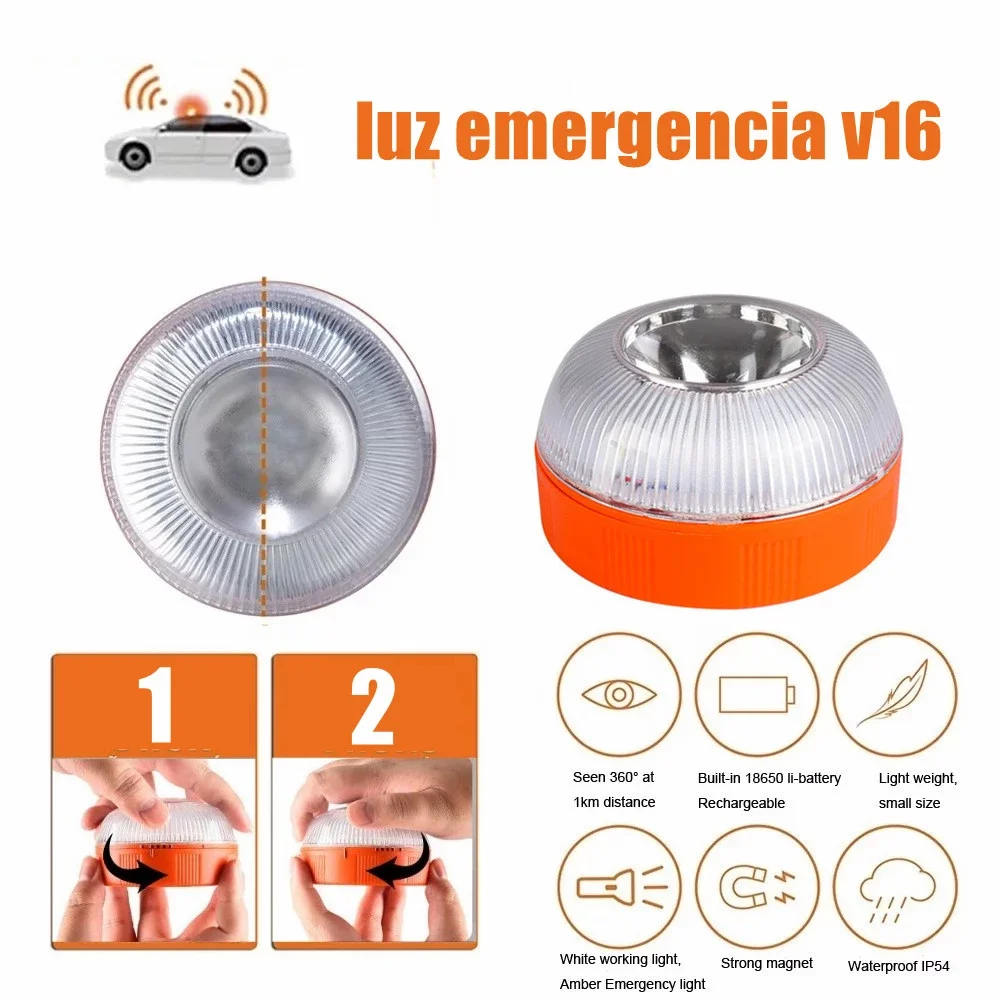 Emergency Light v16 Homologated dgt Approved Car Beacon Rechargeable Magnetic Induction Strobe | Лампы и освещение