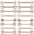 1 шт. циркониевое блестящее кольцо для пирсинга языка, сексуальные розовые золотые кольца для языка, кристаллическое кольцо для пирсинга сосков, ювелирные изделия