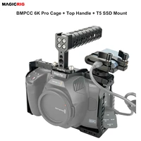 magicrig bmpcc 6k pro cage with top handle grip t5 ssd mount for blackmagic design pocket cinema camera 6k pro camera
