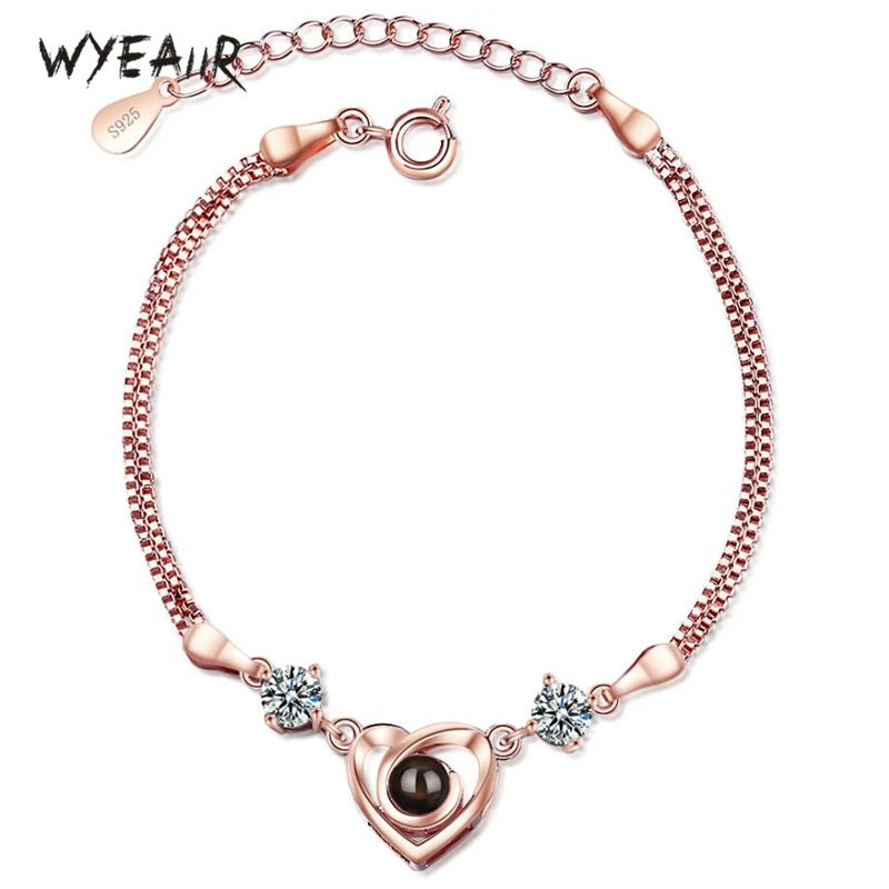 WYEAIIR 100 языков Я люблю тебя видимый женский браслет из серебра с изменяемым