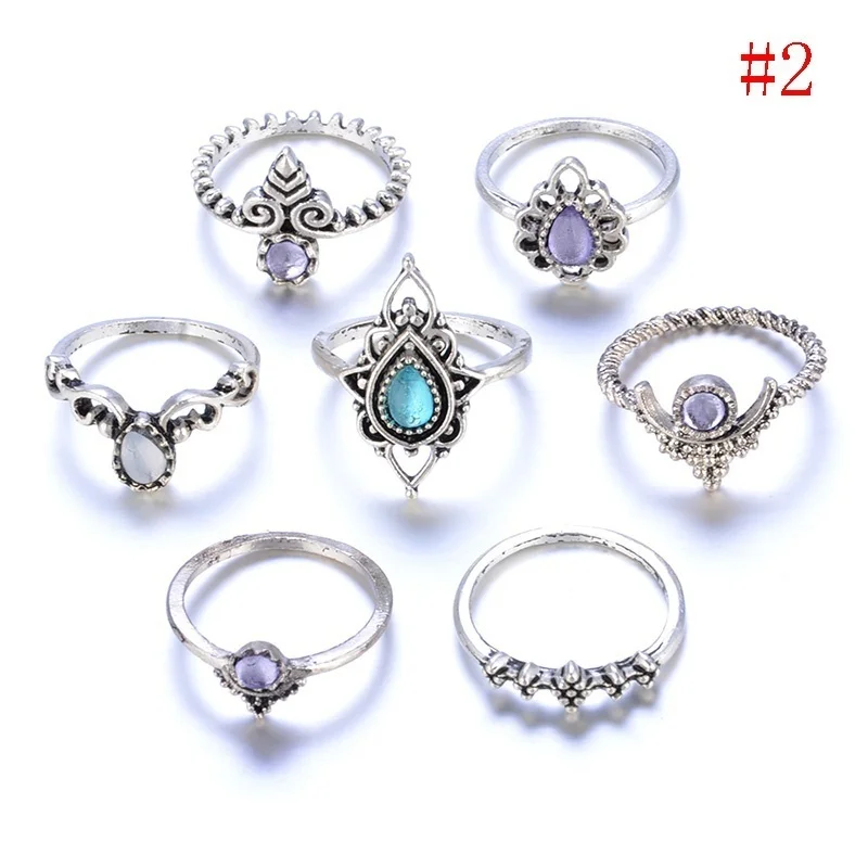Женское Винтажное кольцо с драгоценными камнями 7 шт./компл.|Кольца| |