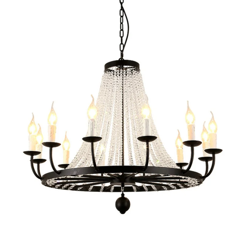Винтажная Элегантная черная хрустальная люстра хрустальное освещение для