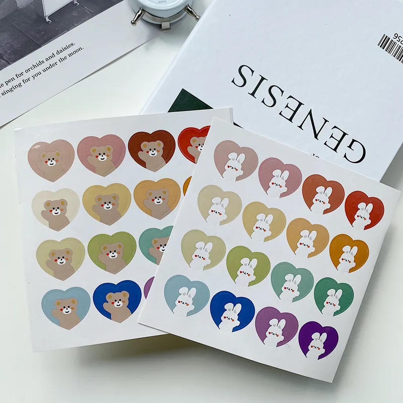 Милые Мультяшные наклейки Ins в форме кролика медведя любовь форма градиент цвета