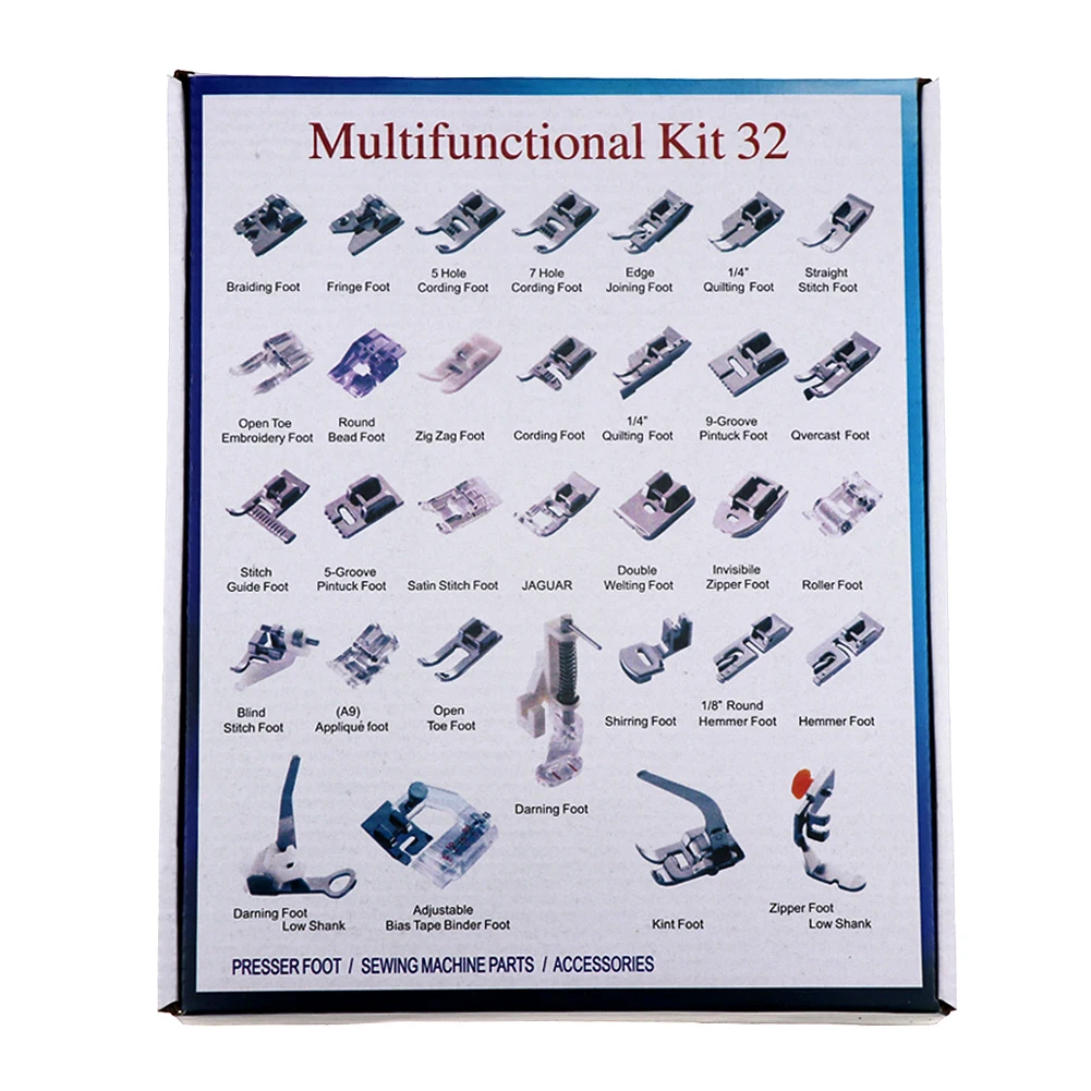32 Pcs Mini Sewing Machine Presser Foot Feet Braiding Blind Stitch Darning Accessories for Brother Singer Janome | Дом и сад