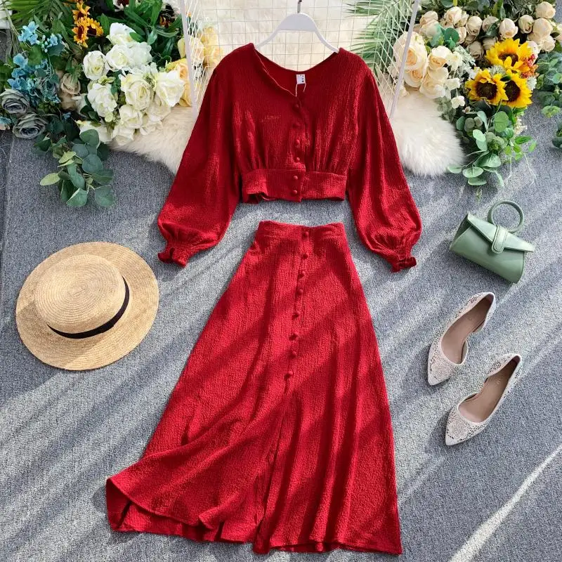 2019 Новый Модный женский комплект из двух предметов однотонный простой