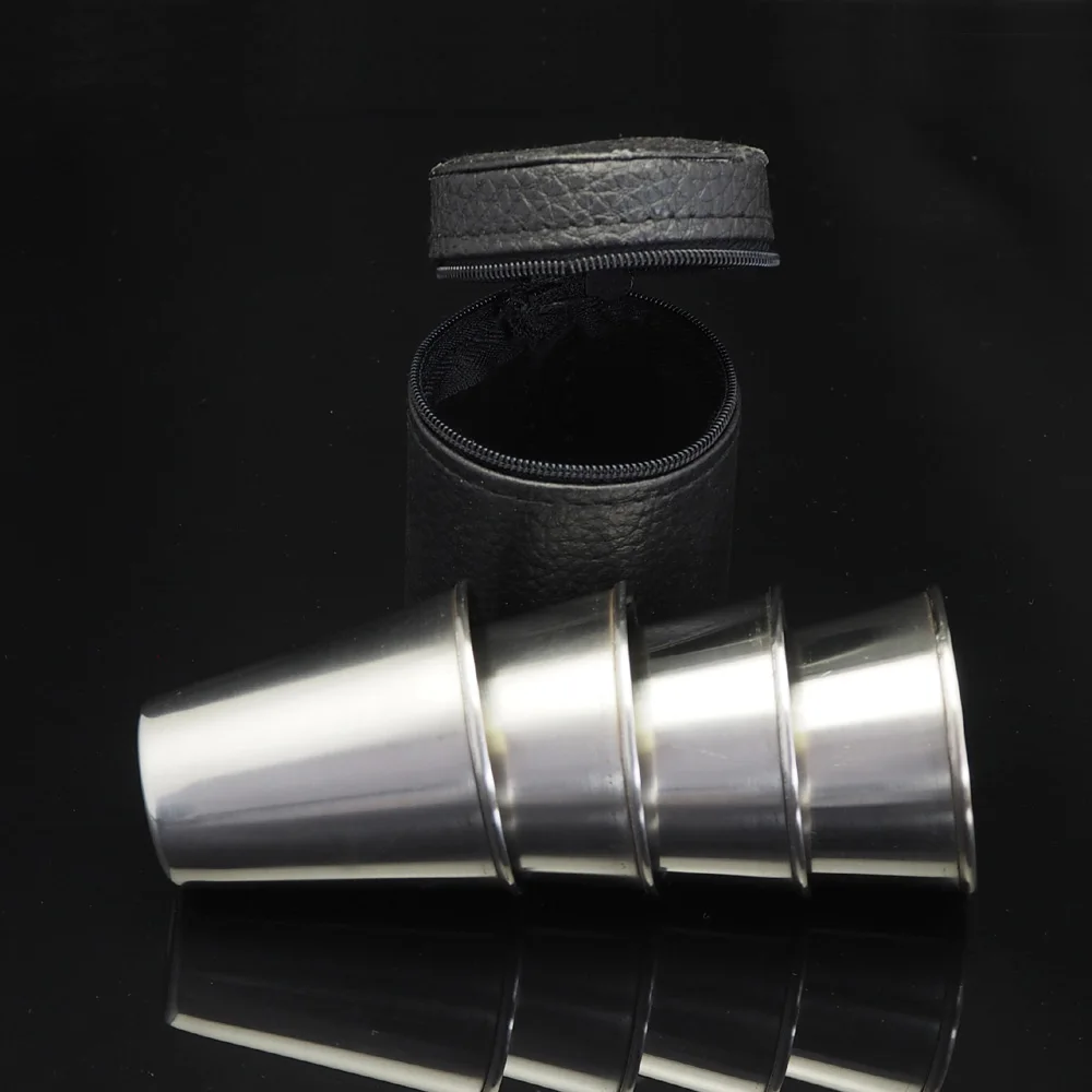 4pcs 75ml SUS304 нержавеющая сталь чашка набор Портативный Открытый чашки пивная кружка вина металлическая чашка - Цвет: 4pcs 75ml