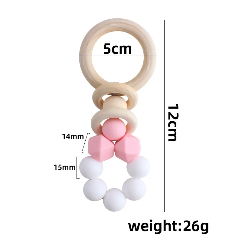 

Wood Ring Teether Food Grade Baby Teething Teethers Rattle Toy for Newborn Baby Shower Gift Wholesale
