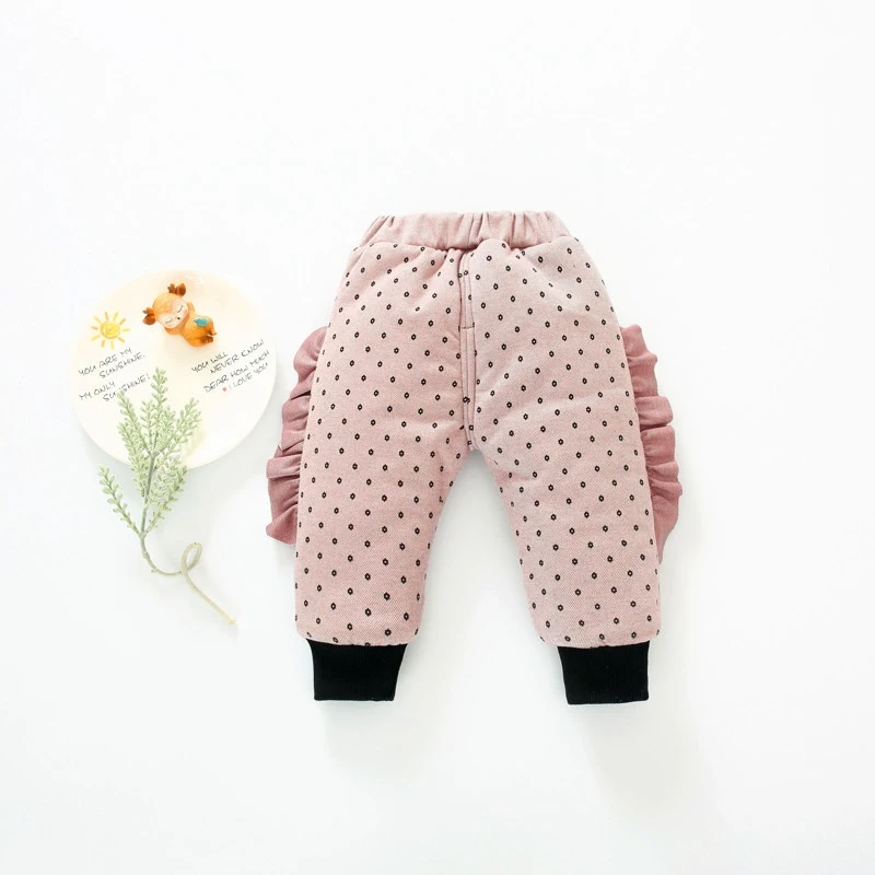 2019 теплые зимние бархатные штаны с принтом для маленьких девочек утепленные