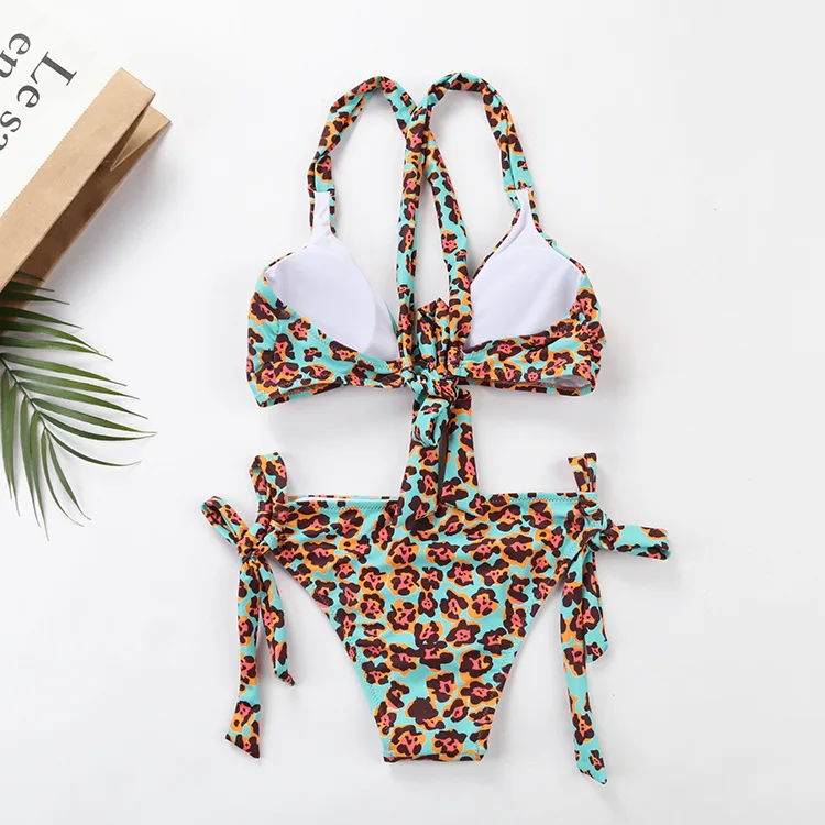 Женский леопардовый комплект бикини сексуальное для девочек Купальник бандо на